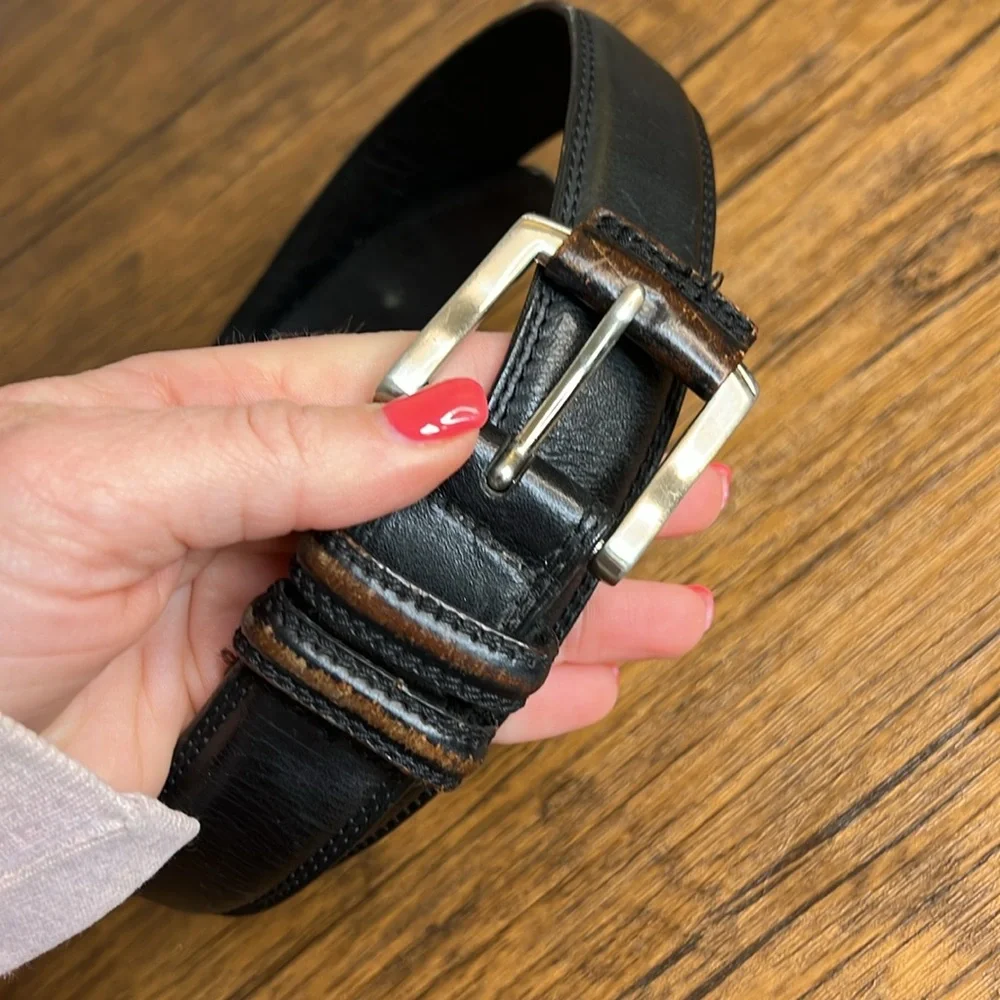 Men's Black and Brown Leather‎ Belts- 34 Waist